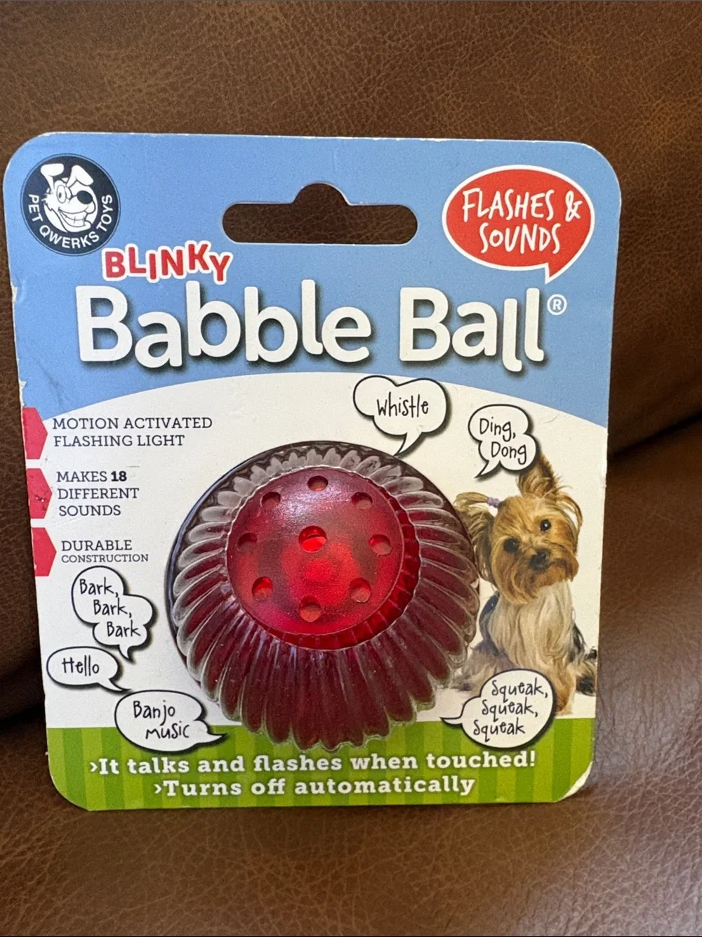 Blinky Babble Ball - Red Interactive Dog Toy Small
